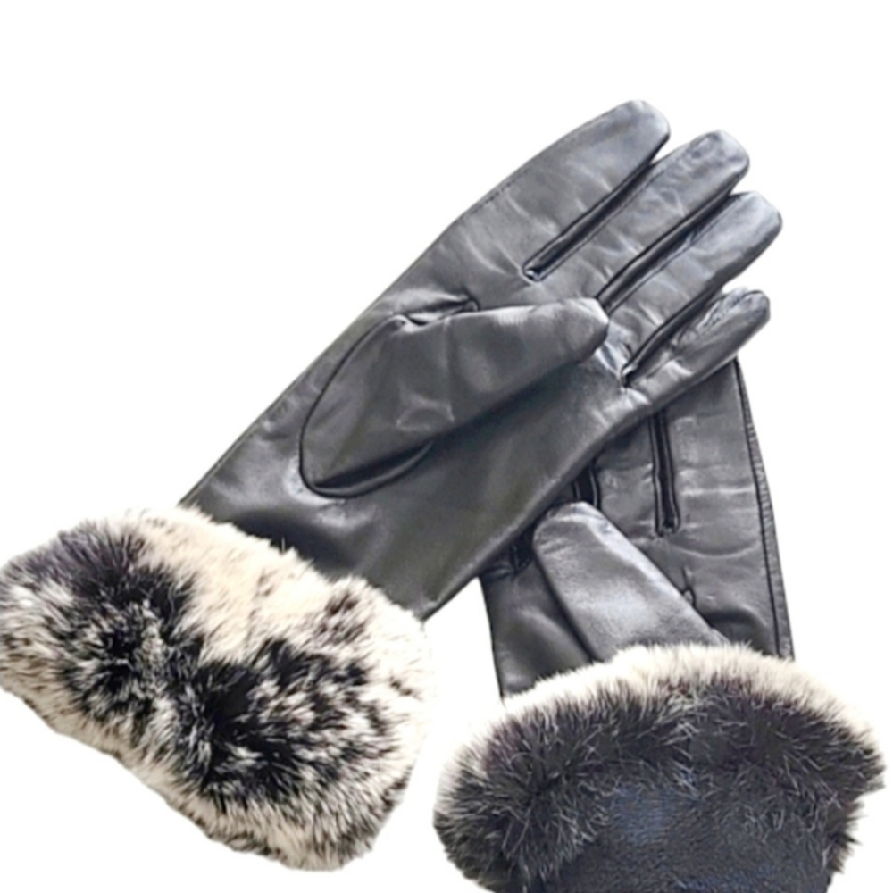 Alaskan Fur Knit Snow Top REX Scarf Headwrap + matching Lambskin LEA Gloves NWT - Picture 11 of 14